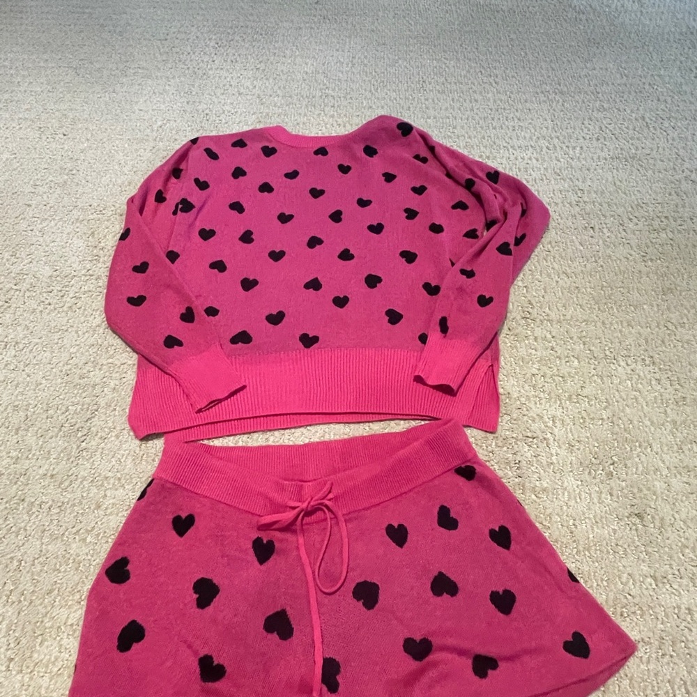 Beach Riot Pink Heart Sweater and Shorts Set
